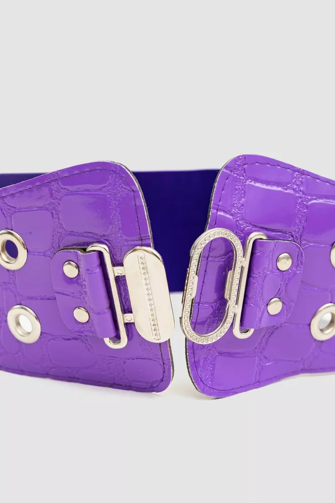 Купити Ремінь-пояс жіночий широкий резинка  -уцінка, колір фіолетовий, 196R55TOW1-U - Фото №4