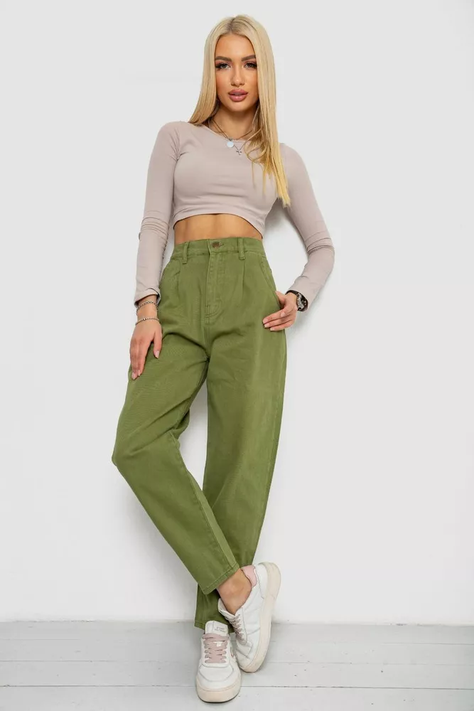Купити Джинси жіночі MOM, колір хакі, 250R3996 оптом - Фото №2