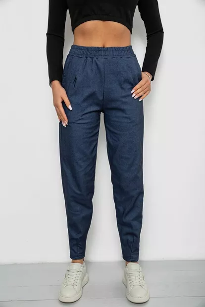 Штаны женские на тонком флисе, цвет джинс, 257R727