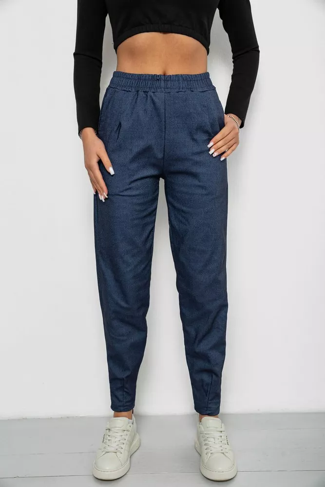 Купить Штаны женские на тонком флисе, цвет джинс, 257R727 - Фото №1