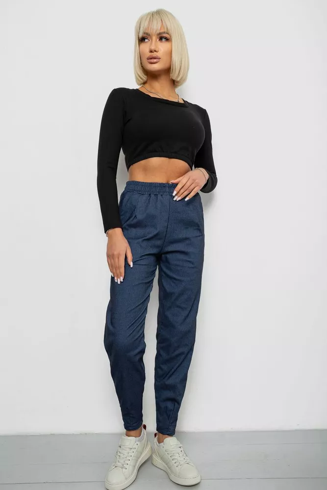 Купить Штаны женские на тонком флисе, цвет джинс, 257R727 - Фото №2