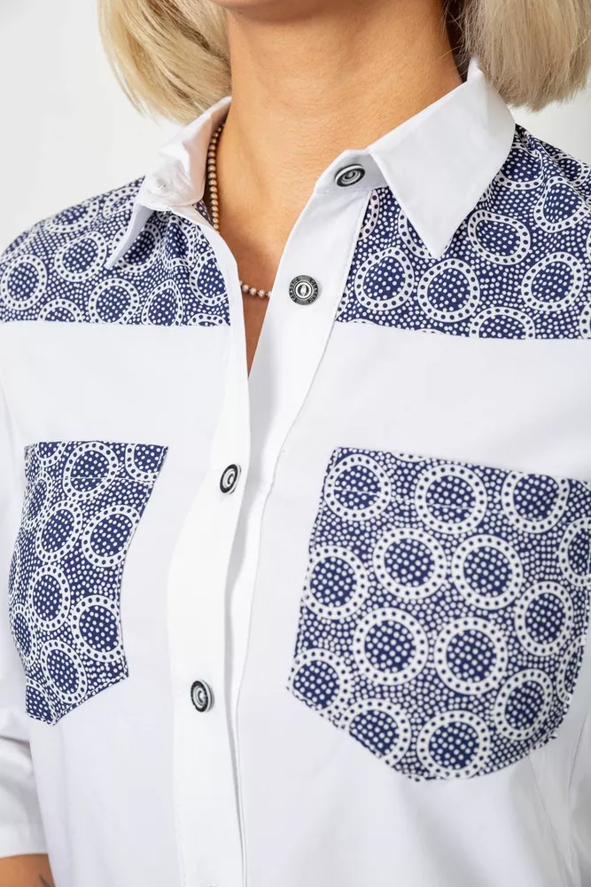 Купить Рубашка классическая с принтом, цвет белый, 230R7214 - Фото №5
