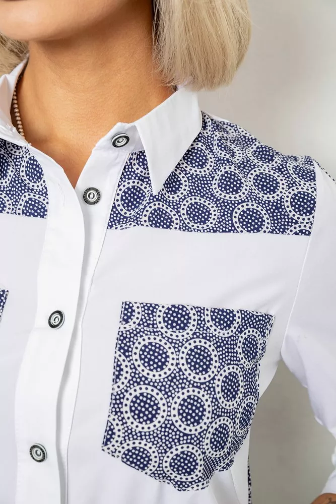 Купити Сорочка класична з принтом, колір біло-синій, 230R7214 - Фото №5