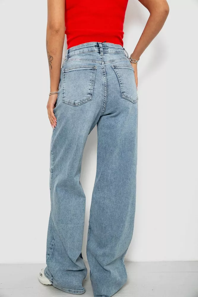 Купить Джинсы женские однотонные Wide leg, цвет голубой, 244R00198 - Фото №4