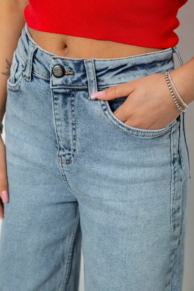 Купить Джинсы женские однотонные Wide leg, цвет голубой, 244R00198 - Фото №5