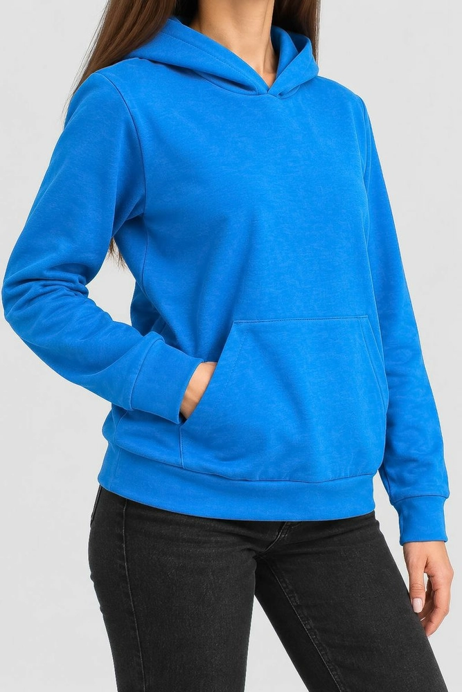 Купить Худи женский однотонный, цвет голубой, 244R708-5 - Фото №3