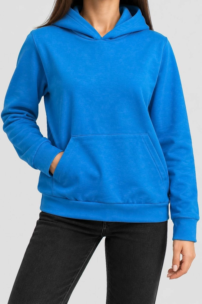 Купить Худи женский однотонный, цвет голубой, 244R708-5 - Фото №1