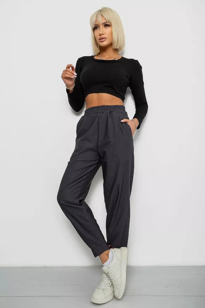 Купить Штаны женские на тонком флисе, цвет серый, 257R727 - Фото №2