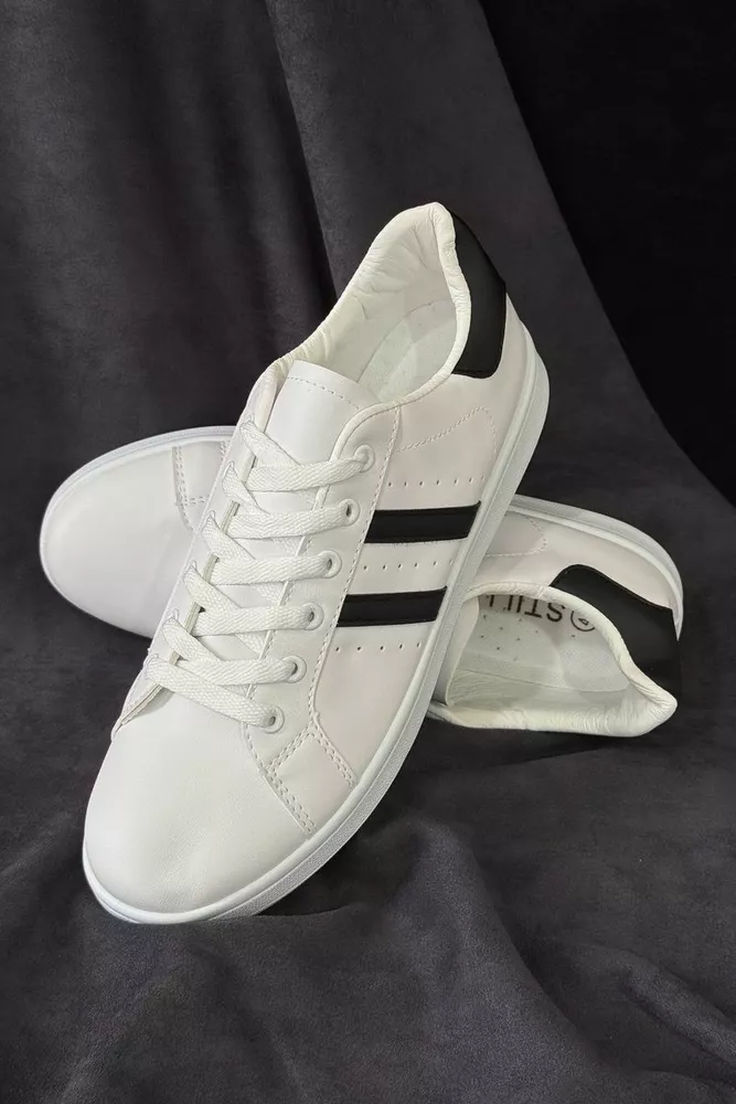 Купити Кеди чоловічі, колір біло-чорний, 248RR219 - Фото №1