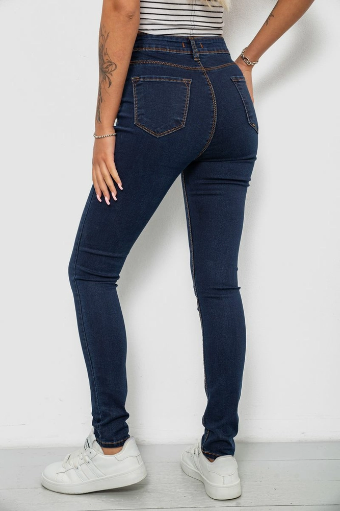 Купити Джинси жіночі однотонні Skinny, колір синій, 244R502-5 - Фото №4