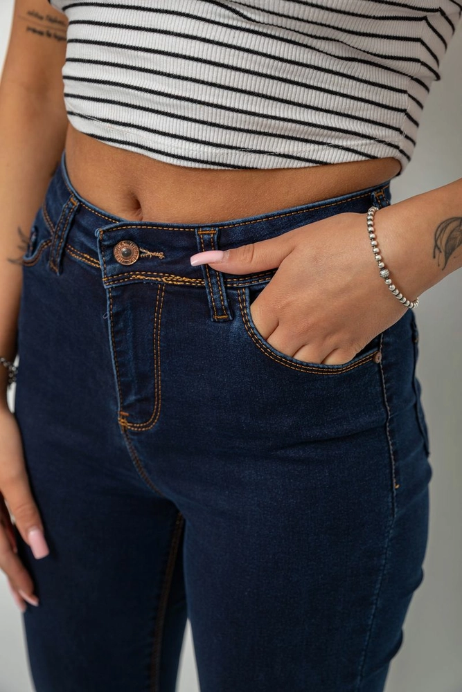 Купити Джинси жіночі однотонні Skinny, колір синій, 244R502-5 - Фото №5