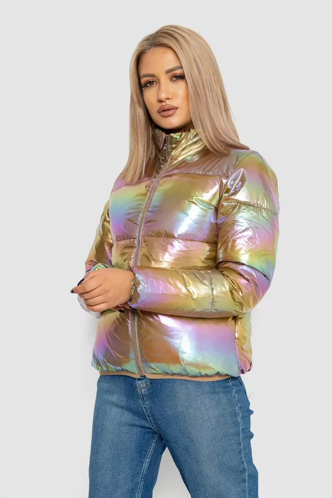 Купить Куртка женская демисезонная плащевка  уценка, цвет бежево-сиреневый, 243R2022-U-2 - Фото №3