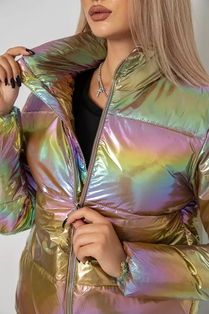 Купить Куртка женская демисезонная плащевка  уценка, цвет бежево-сиреневый, 243R2022-U-2 - Фото №5