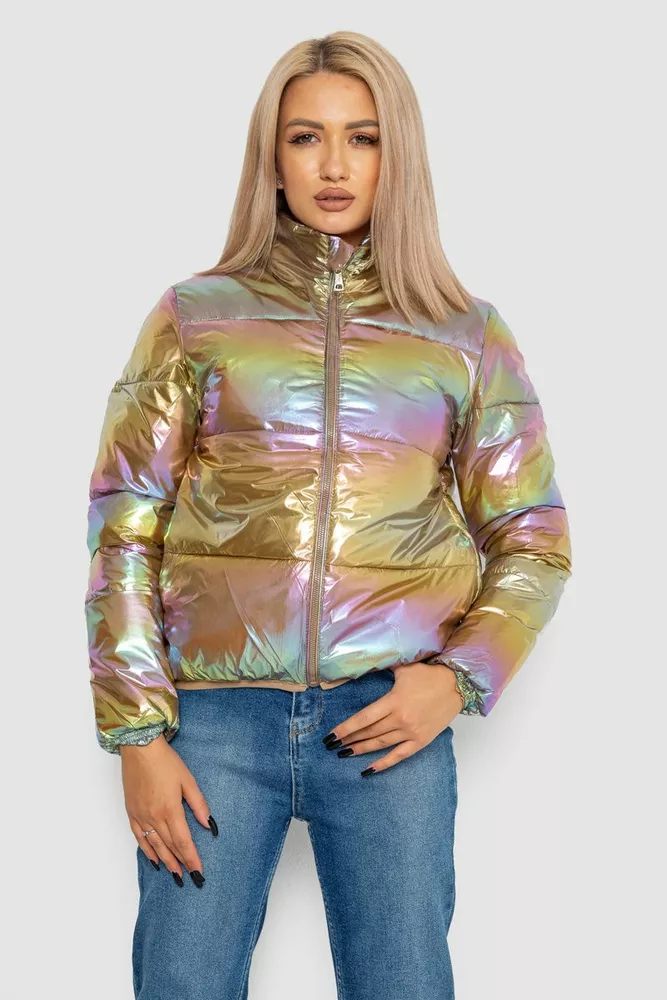 Купить Куртка женская демисезонная плащевка  уценка, цвет бежево-сиреневый, 243R2022-U-2 - Фото №1