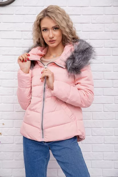 Демисезонная куртка с капюшоном, персикового цвета, 167R2227