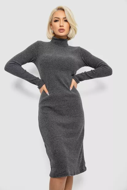 Платье повседневное утепленное, цвет грифельный, 257R115