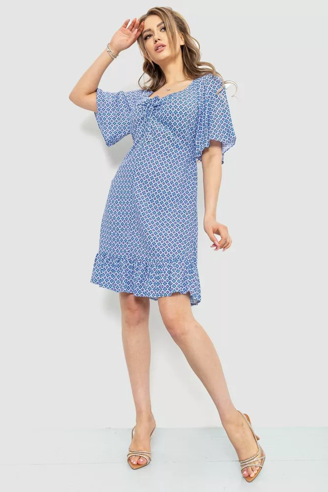 Купить Платье женское с принтом, цвет молочно-синий, 230R036 - Фото №2