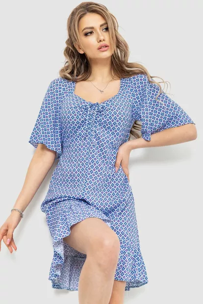 Платье женское с принтом, цвет молочно-синий, 230R036