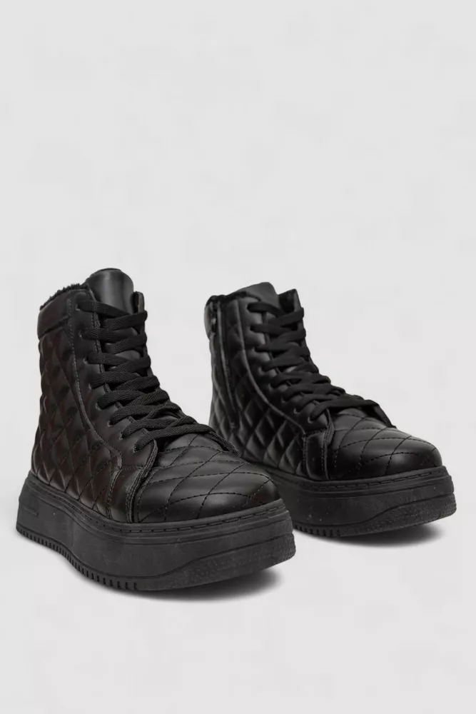 Купити Кеди жіночі на хутрі, колір чорний, 248RK05 оптом - Фото №3