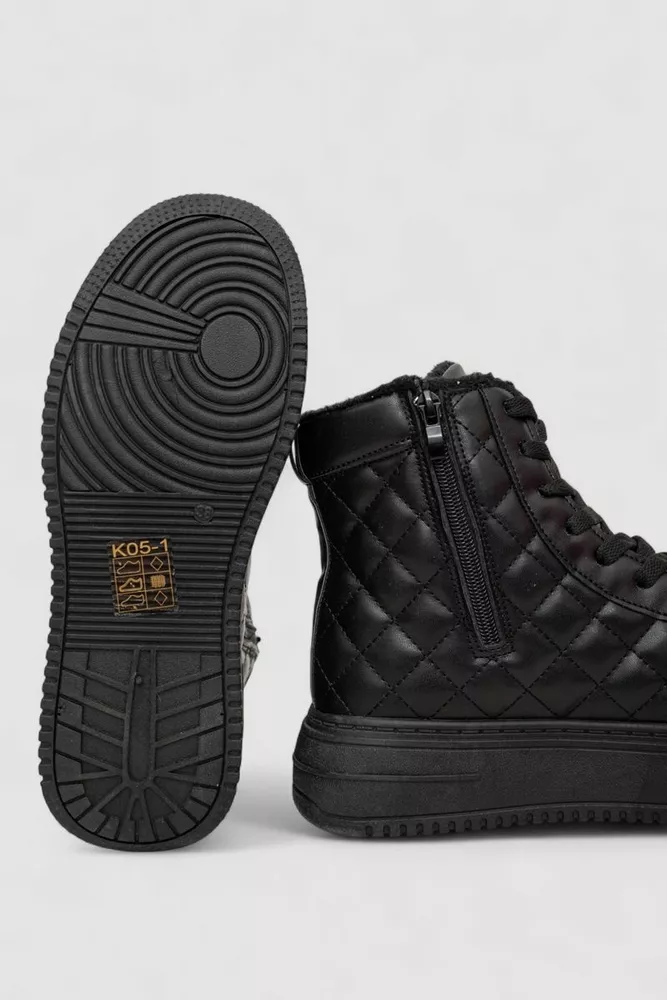 Купити Кеди жіночі на хутрі, колір чорний, 248RK05 оптом - Фото №5