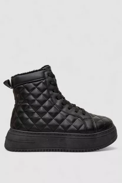 Кеди жіночі на хутрі, колір чорний, 248RK05