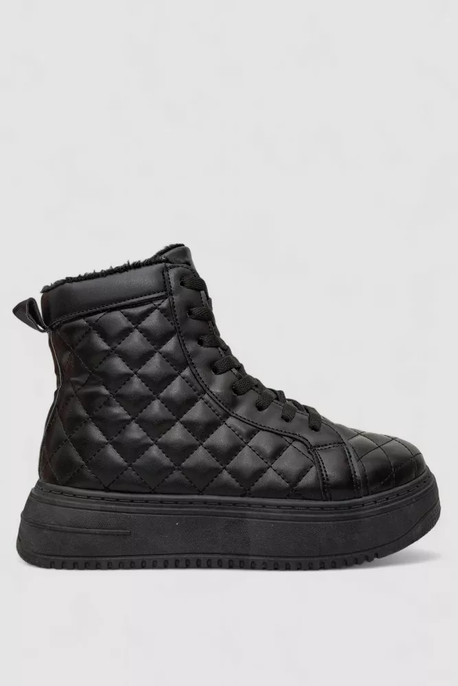 Купити Кеди жіночі на хутрі, колір чорний, 248RK05 оптом - Фото №1