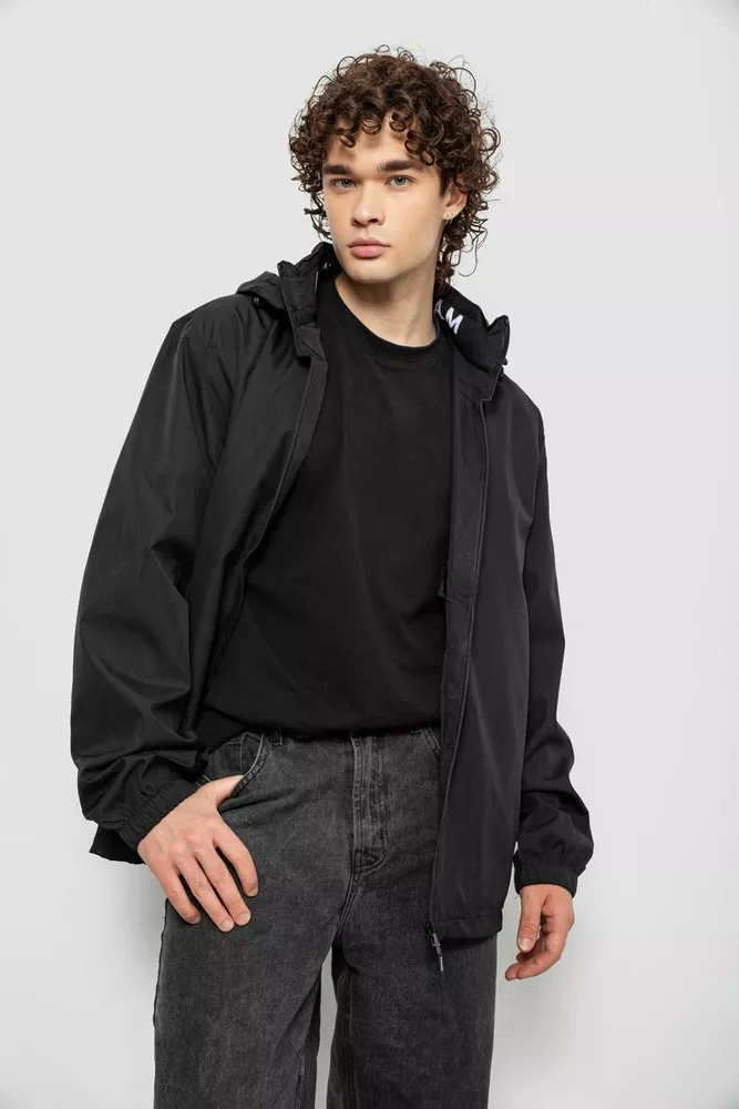 Купить Ветровка мужская с принтом, цвет черный, 214R601-1 - Фото №2