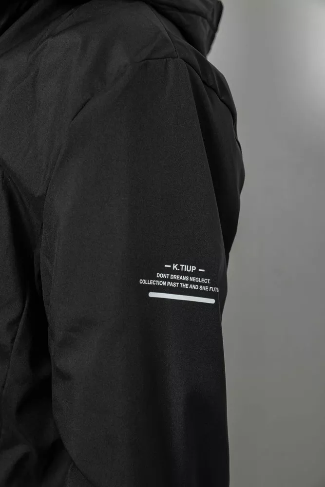 Купить Ветровка мужская с принтом, цвет черный, 214R601-1 - Фото №9