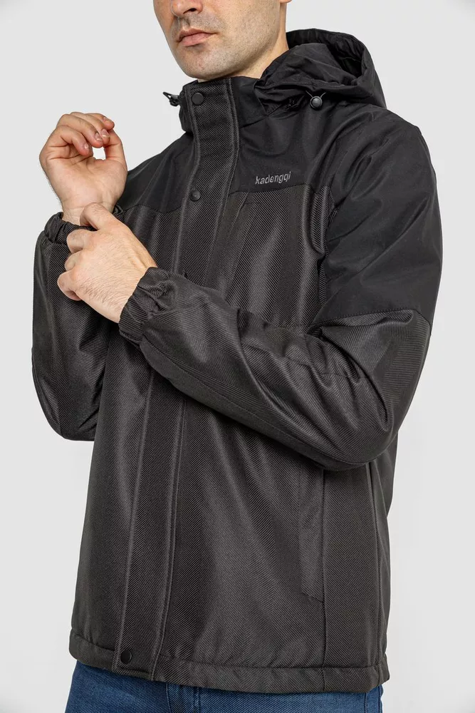 Купить Куртка мужская демисезонная с капюшоном  -уценка, цвет черный, 214R61035-U-29 - Фото №3