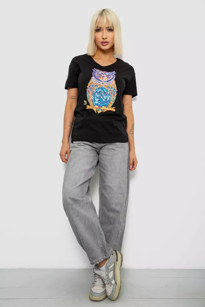 Купить Футболка женская с принтом, цвет черный, 244R2804 - Фото №2