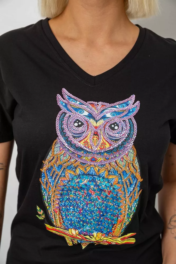 Купить Футболка женская с принтом, цвет черный, 244R2804 - Фото №5