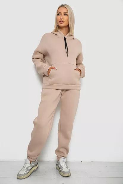 Спортивный костюм женский на флисе  -уценка, цвет светло-бежевый, 238R5726-U-6