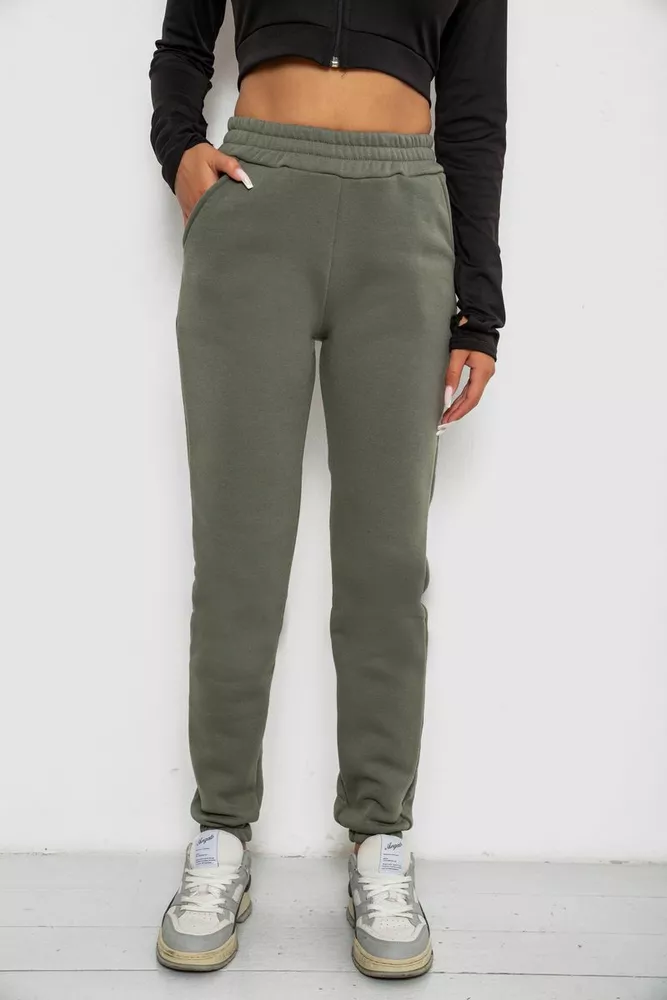 Купити Спортивні штани жіночі на флісі  -уцінка, колір хакі, 238R58641-3-U - Фото №1