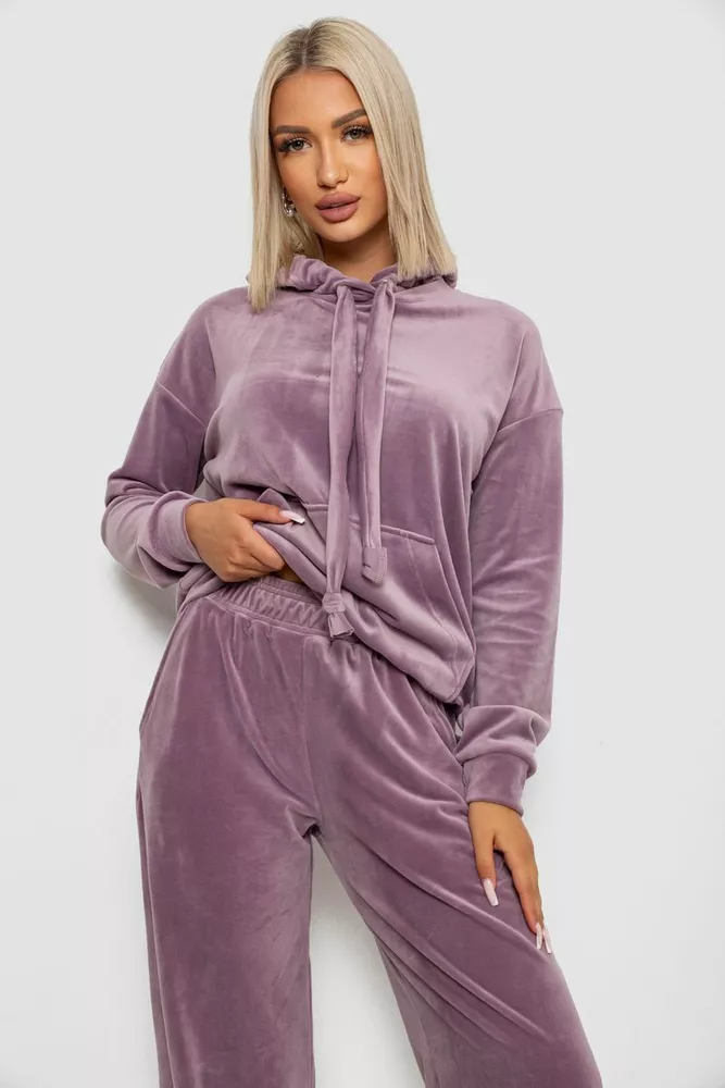 Купить Спортивный костюм женский велюровый свободного кроя  -уценка, цвет пудровый, 241R2001-20-U - Фото №2
