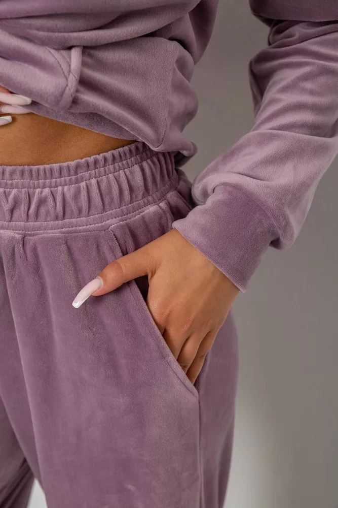 Купить Спортивный костюм женский велюровый свободного кроя  -уценка, цвет пудровый, 241R2001-20-U - Фото №5