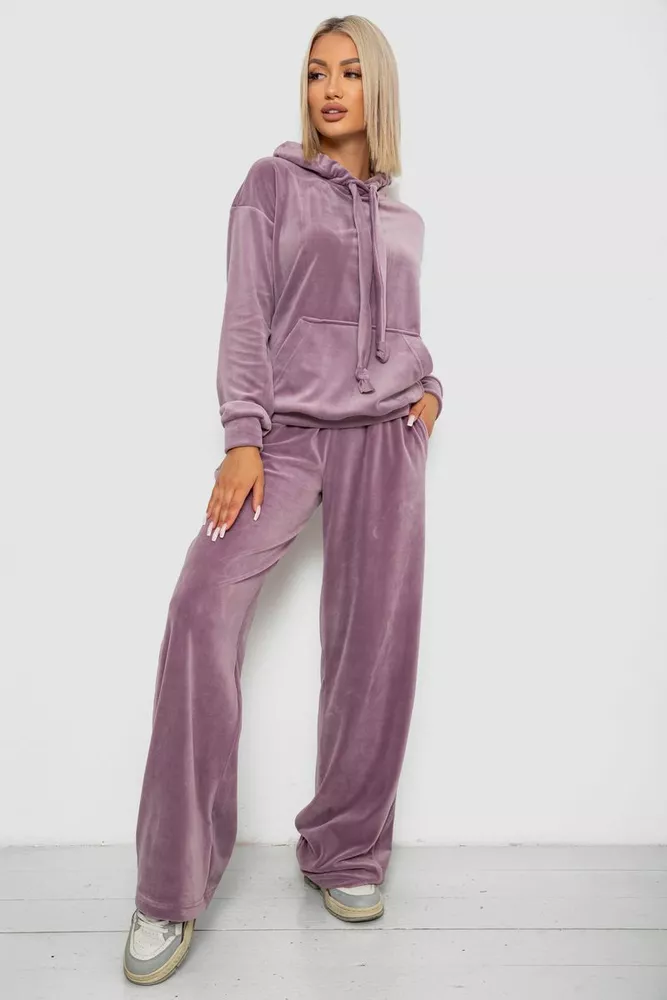 Купить Спортивный костюм женский велюровый свободного кроя  -уценка, цвет пудровый, 241R2001-20-U - Фото №1