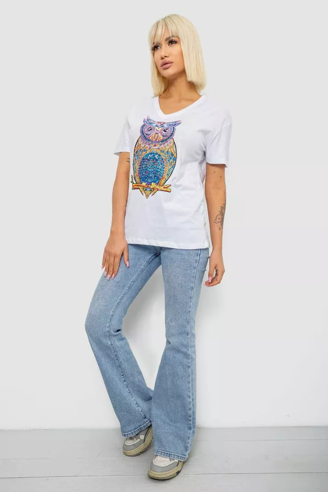 Купить Футболка женская с принтом, цвет белый, 244R2804 - Фото №2