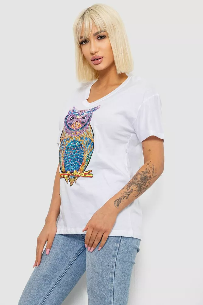 Купить Футболка женская с принтом, цвет белый, 244R2804 - Фото №3