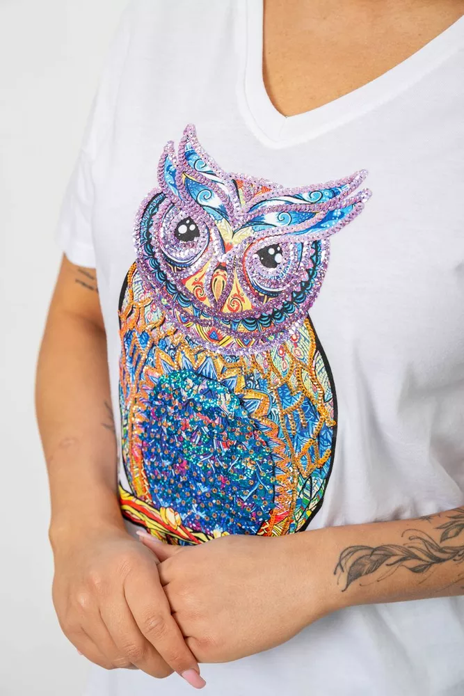 Купить Футболка женская с принтом, цвет белый, 244R2804 - Фото №5