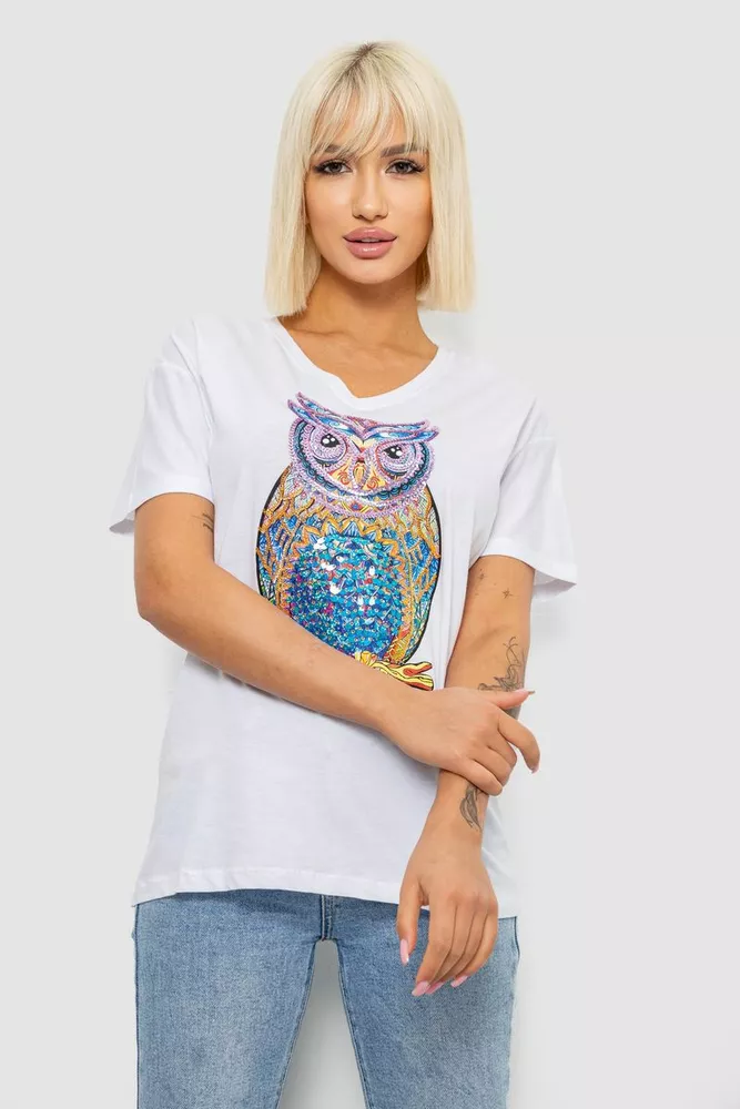 Купить Футболка женская с принтом, цвет белый, 244R2804 - Фото №1