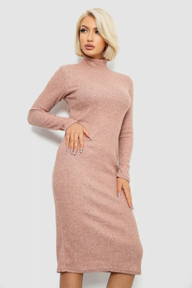 Купить Платье повседневное утепленное, цвет бежевый, 257R115 - Фото №3