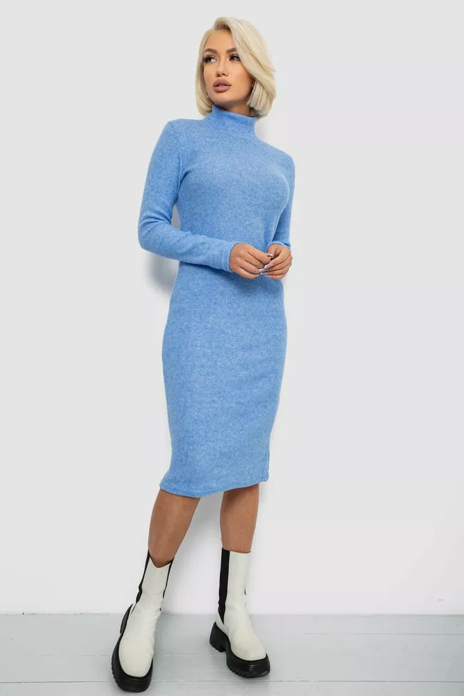 Купить Платье повседневное утепленное, цвет голубой, 257R115 - Фото №2