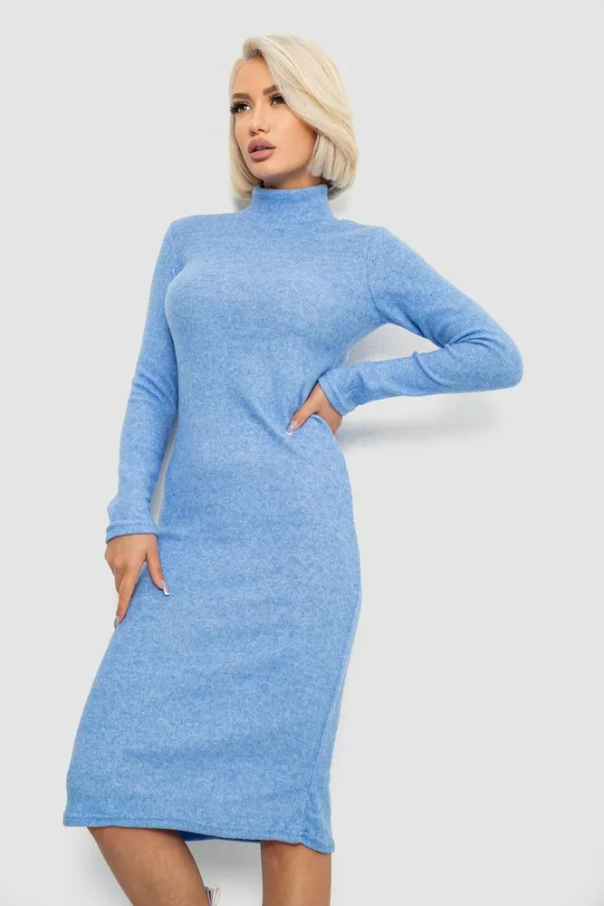 Купить Платье повседневное утепленное, цвет голубой, 257R115 - Фото №3
