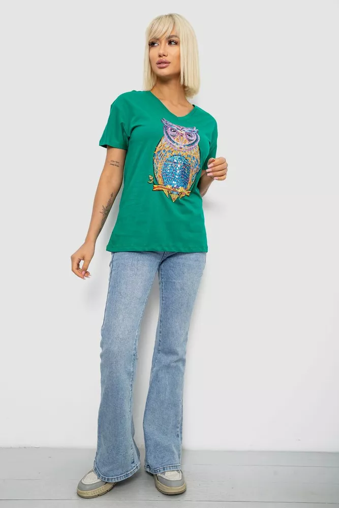 Купить Футболка женская с принтом, цвет зеленый, 244R2804 - Фото №2