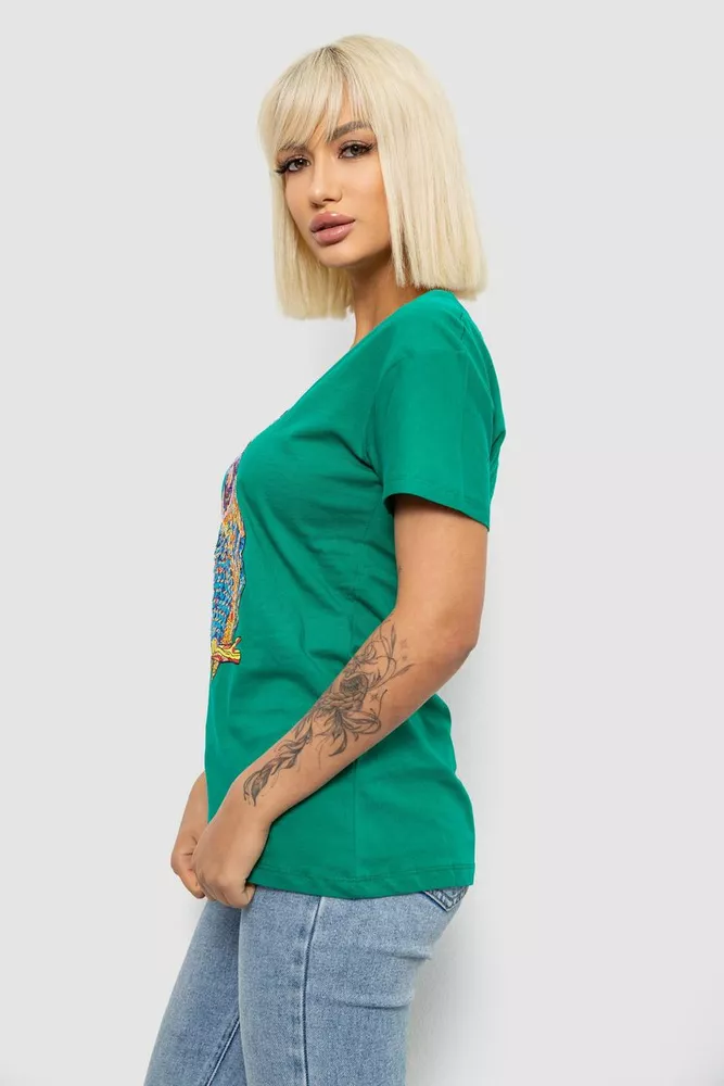 Купить Футболка женская с принтом, цвет зеленый, 244R2804 - Фото №3