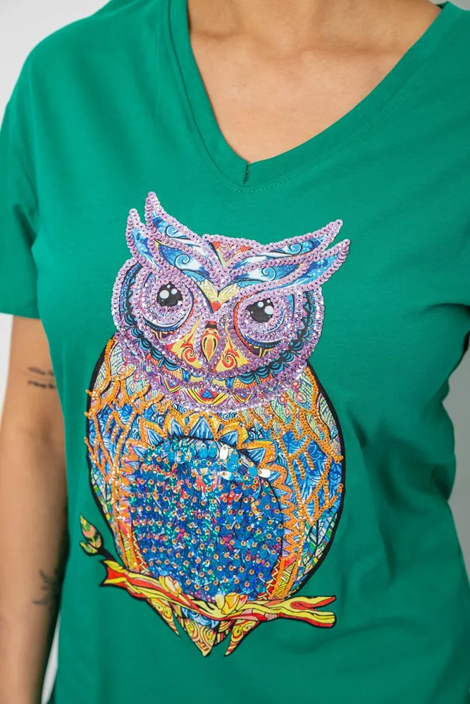 Купить Футболка женская с принтом, цвет зеленый, 244R2804 - Фото №5