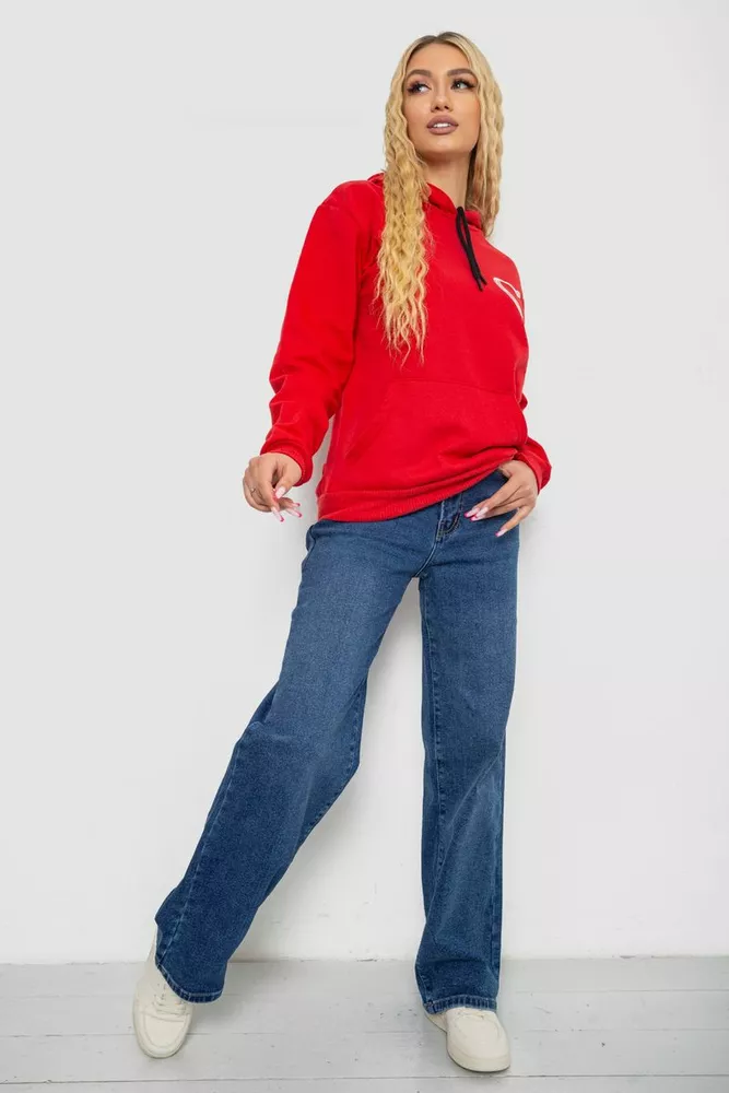 Купить Худи женский на тонком флисе  -уценка, цвет красный, 238R57162-10-U-1 - Фото №2