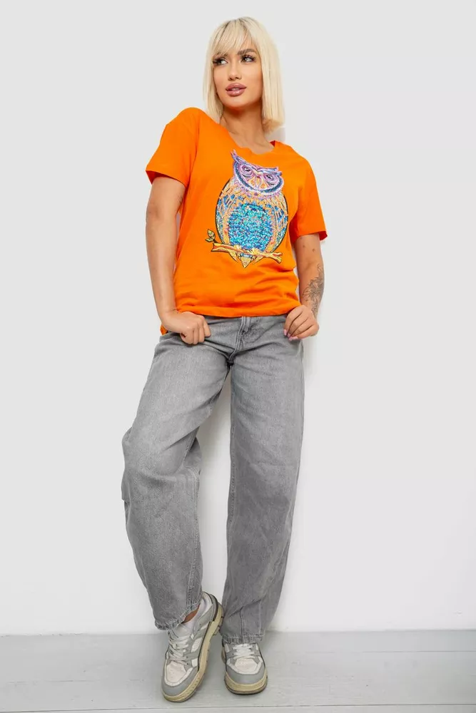 Купить Футболка женская с принтом, цвет оранжевый, 244R2804 - Фото №2