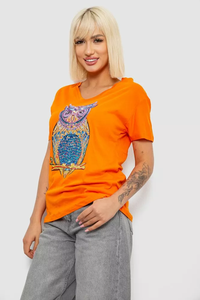 Купить Футболка женская с принтом, цвет оранжевый, 244R2804 - Фото №3