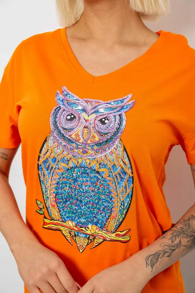 Купить Футболка женская с принтом, цвет оранжевый, 244R2804 - Фото №5